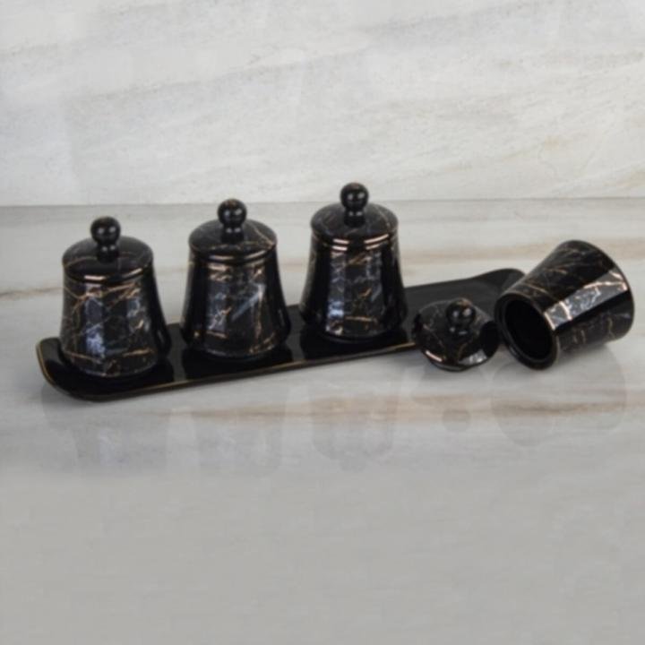 Porselen Tepsili 4 Lü Küçük Boy Baharat Set