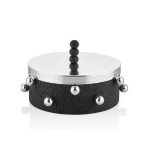 Catlak Sıyah Tray Gumus Top Kapaklı Dekoratıf 8x20 Cm