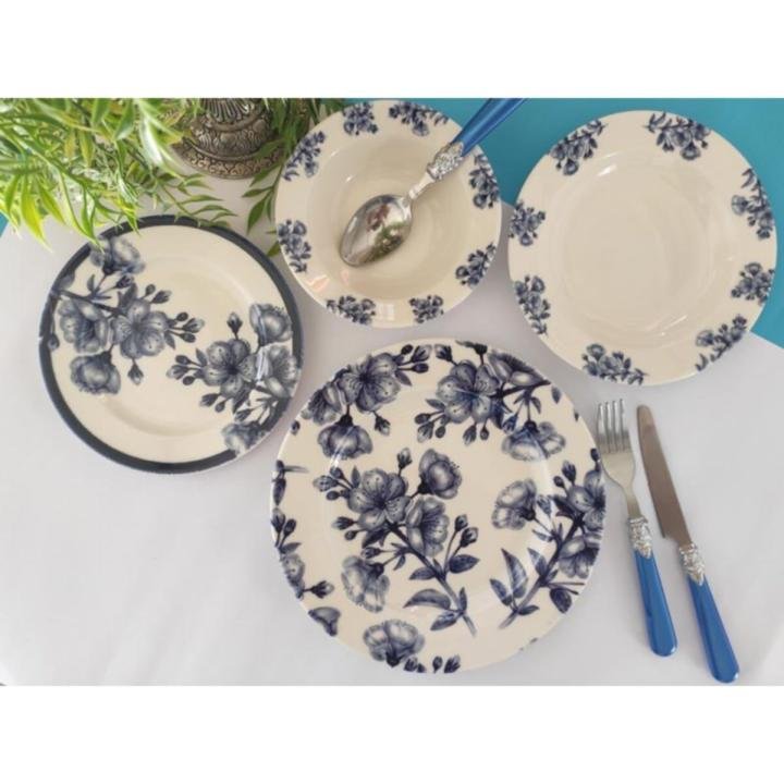Blue Flowers 24 Prç Yemek Takımı