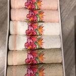 Luna 6'lı Havlu Seti Bambu Nakışlı 50x90