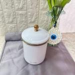 Porselen Kapaklı Emaye Kavanoz 15 Cm Kavanoz - Beyaz