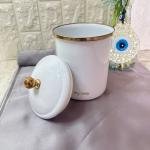 Porselen Kapaklı Emaye Kavanoz 15 Cm Kavanoz - Beyaz