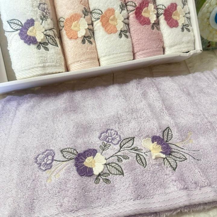 HENA- 3d Nakışlı Bambu Havlu 6 Ad. (50X90)