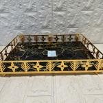 TEPSİ DİKDÖRTGEN BÜYÜK  GOLD METAL CAM 40 x 30 cm