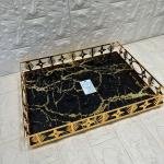 TEPSİ DİKDÖRTGEN BÜYÜK  GOLD METAL CAM 40 x 30 cm