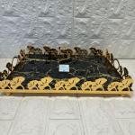 TEPSİ DİKDÖRTGEN BÜYÜK  GOLD METAL CAM 40 x 30 cm