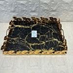 TEPSİ DİKDÖRTGEN BÜYÜK  GOLD METAL CAM 40 x 30 cm