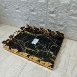 TEPSİ DİKDÖRTGEN BÜYÜK  GOLD METAL CAM 40 x 30 cm