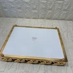 TEPSİ DİKDÖRTGEN BÜYÜK  GOLD METAL CAM 40 x 30 cm