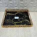 TEPSİ DİKDÖRTGEN BÜYÜK  GOLD METAL CAM 40 x 30 cm