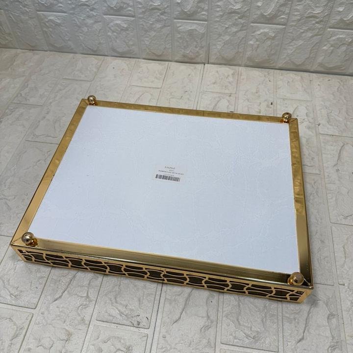 TEPSİ DİKDÖRTGEN BÜYÜK  GOLD METAL CAM 40 x 30 cm