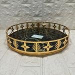 TEPSİ YUVARLAK BÜYÜK MERMER GOLD 35 cm