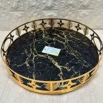 TEPSİ YUVARLAK BÜYÜK MERMER GOLD 35 cm