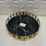TEPSİ YUVARLAK BÜYÜK MERMER GOLD 35 cm