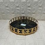 TEPSİ YUVARLAK BÜYÜK MERMER GOLD 35 cm