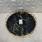 TEPSİ YUVARLAK BÜYÜK MERMER GOLD 35 cm