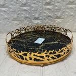 TEPSİ YUVARLAK BÜYÜK MERMER GOLD 35 cm