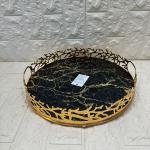 TEPSİ YUVARLAK BÜYÜK MERMER GOLD 35 cm