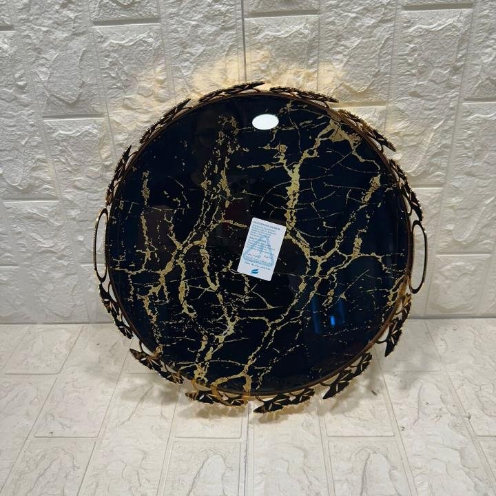 TEPSİ YUVARLAK BÜYÜK MERMER GOLD 35 cm