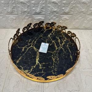 TEPSİ YUVARLAK BÜYÜK MERMER GOLD 35 cm