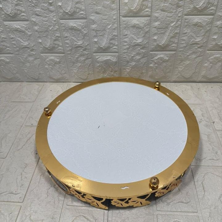 TEPSİ YUVARLAK BÜYÜK MERMER GOLD 35 cm