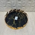 TEPSİ YUVARLAK BÜYÜK MERMER GOLD 35 cm