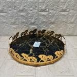 TEPSİ YUVARLAK BÜYÜK MERMER GOLD 35 cm