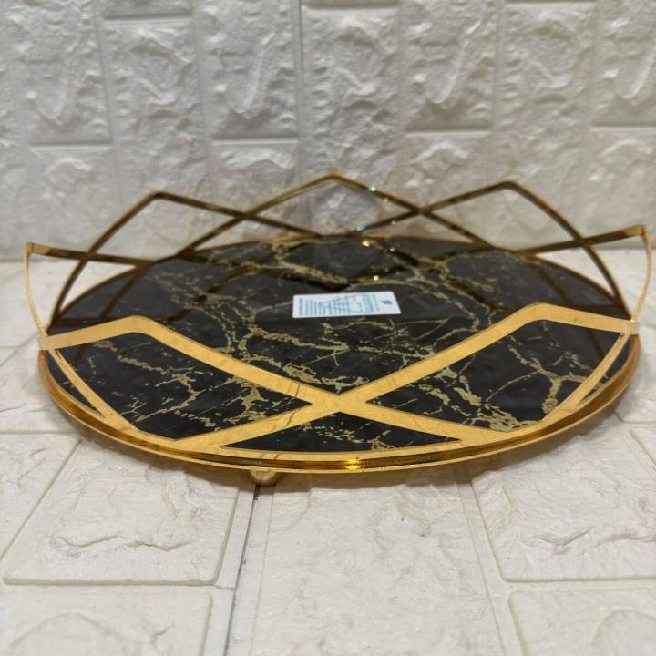 TEPSİ YUVARLAK BÜYÜK MERMER GOLD 35 cm