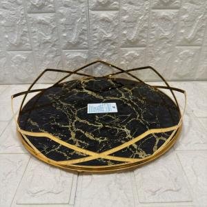 TEPSİ YUVARLAK BÜYÜK MERMER GOLD 35 cm