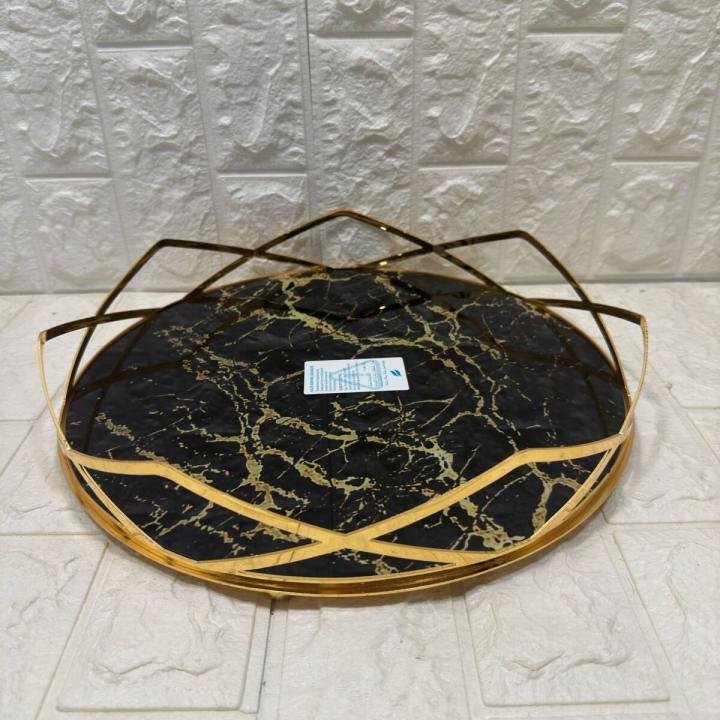 TEPSİ YUVARLAK BÜYÜK MERMER GOLD 35 cm