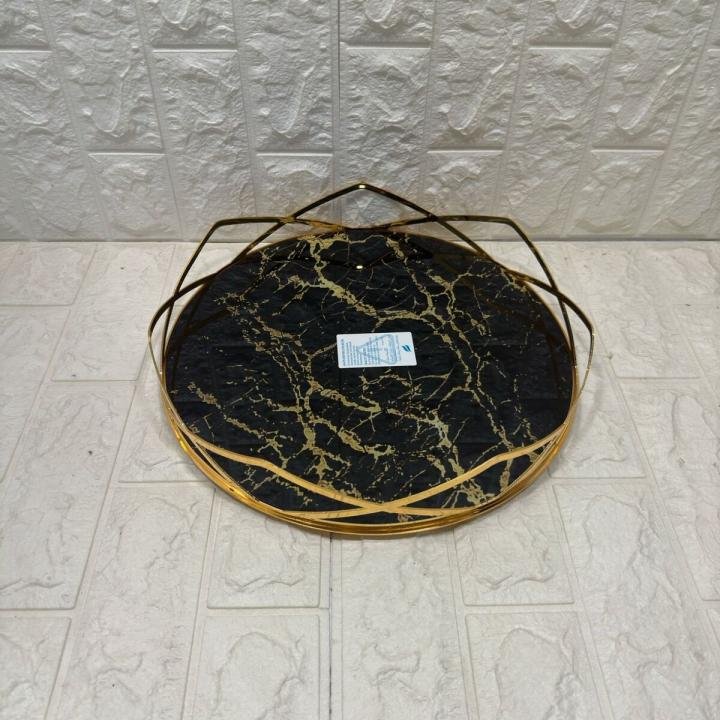 TEPSİ YUVARLAK BÜYÜK MERMER GOLD 35 cm