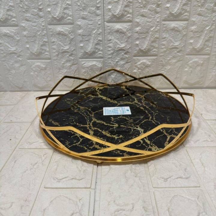 TEPSİ YUVARLAK BÜYÜK MERMER GOLD 35 cm