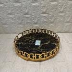 TEPSİ YUVARLAK BÜYÜK MERMER GOLD 35 cm