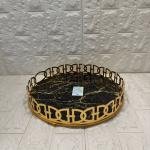 TEPSİ YUVARLAK BÜYÜK MERMER GOLD 35 cm