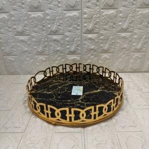 TEPSİ YUVARLAK BÜYÜK MERMER GOLD 35 cm