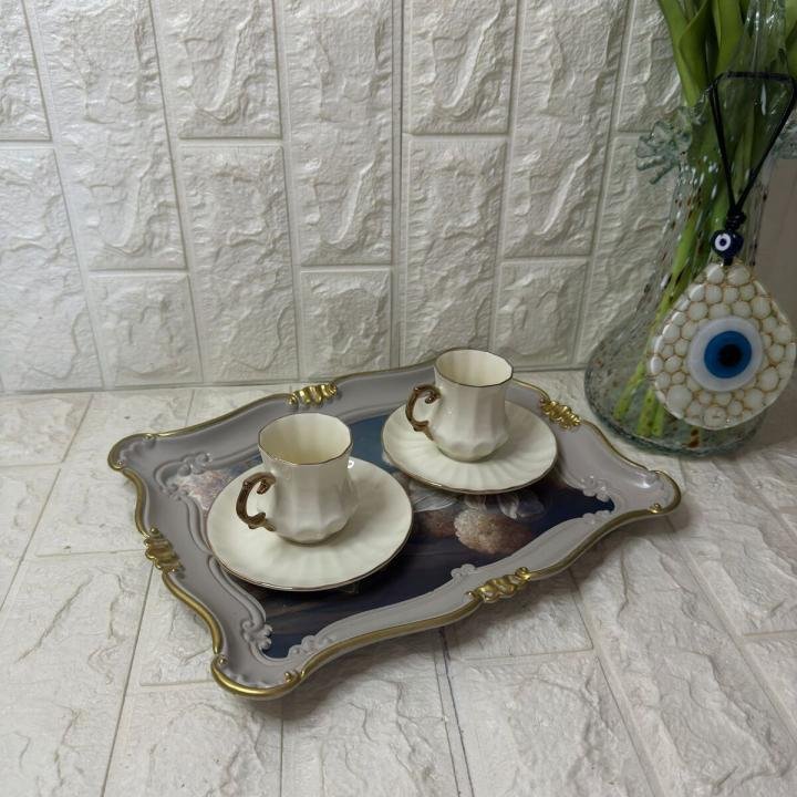 2 li Kahve Fincan Takımı  Altın Dekorlu