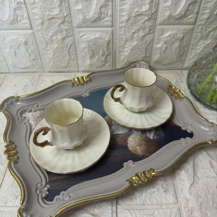 2 li Kahve Fincan Takımı  Altın Dekorlu