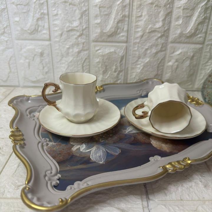 2 li Kahve Fincan Takımı  Altın Dekorlu