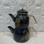 Emaye Çaydanlık Takımı Glore Lorena Siyah