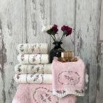 DELFİN 1 - %70 Bambu / %30 Pamuk Nakışlı El Havlusu - 6'lı Set 50x90