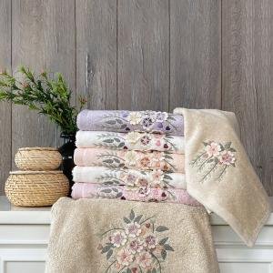 FIONA - %70 Bambu / %30 Pamuk 3d Nakışlı El Havlusu - 6'lı Set 50x90