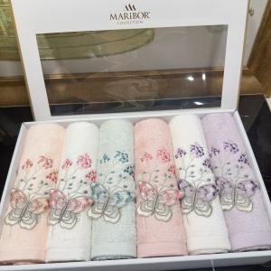 ATIVA - %70 Bambu / %30 Pamuk 3D Nakışlı El Havlusu - 6'lı Set 50x90