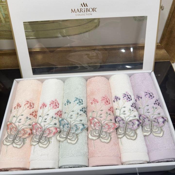 ATIVA - %70 Bambu / %30 Pamuk 3D Nakışlı El Havlusu - 6'lı Set 50x90