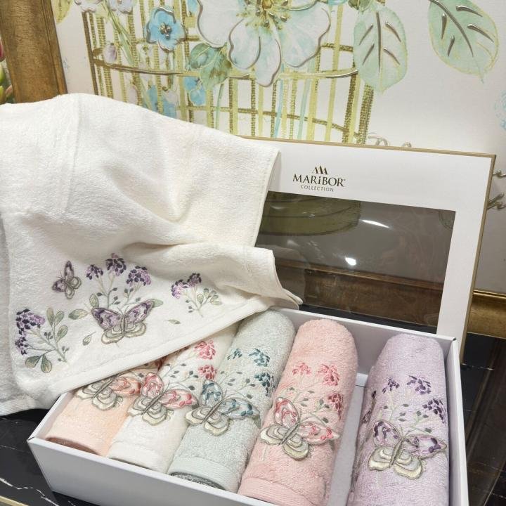 ATIVA - %70 Bambu / %30 Pamuk 3D Nakışlı El Havlusu - 6'lı Set 50x90