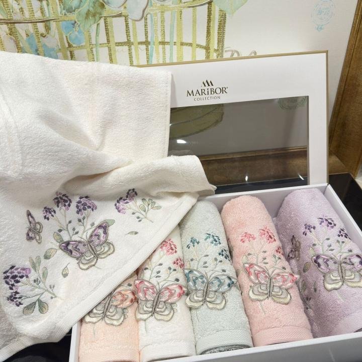 ATIVA - %70 Bambu / %30 Pamuk 3D Nakışlı El Havlusu - 6'lı Set 50x90