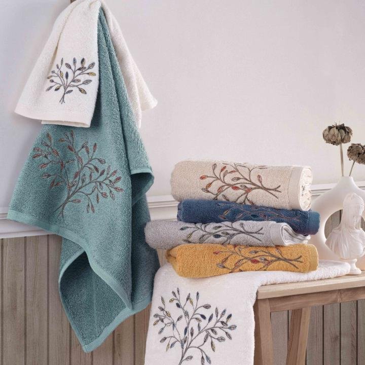 AMOR - %70 Bambu / %30 Pamuk Nakışlı El Havlusu - 6'lı Set 50x90