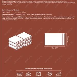 AMOR - %70 Bambu / %30 Pamuk Nakışlı El Havlusu - 6'lı Set 50x90