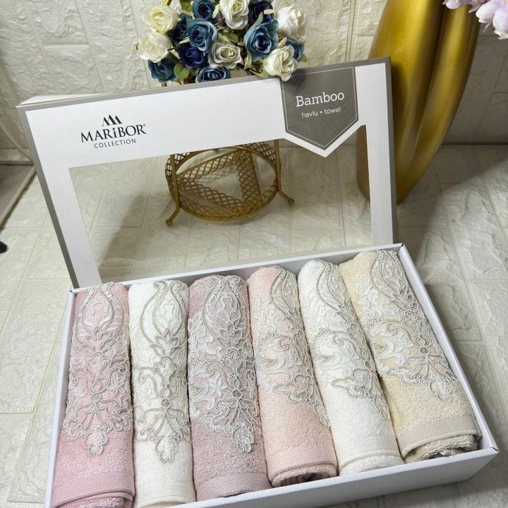 FRANSIZ GİPÜRLÜ Bambu Havlu 6 Ad. (50X90)
