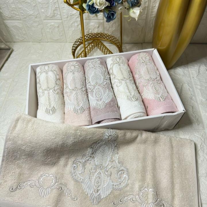 FRANSIZ GİPÜRLÜ Bambu Havlu 6 Ad. (50X90)