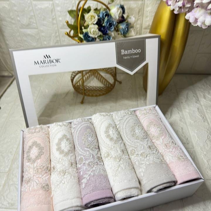 FRANSIZ GİPÜRLÜ Bambu Havlu 6 Ad. (50X90)